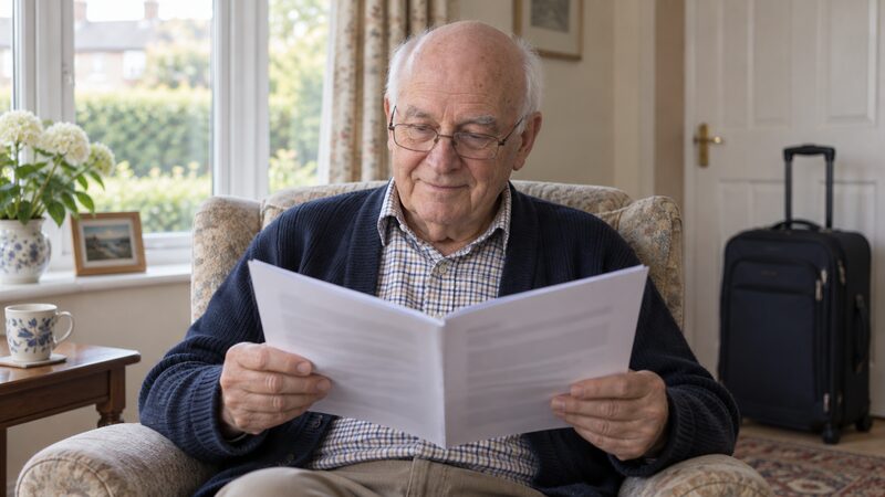 A policyholder reading the exclusions page of a travel insurance document