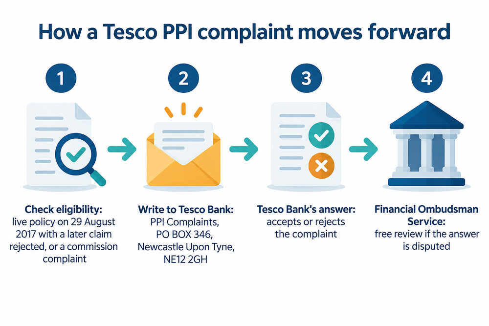 How a PPI complaint to Tesco Bank moves from first letter to the ombudsman