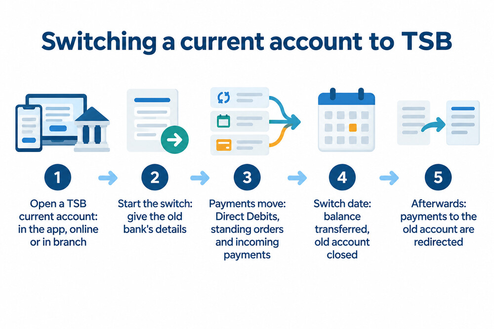 How a current account switch to TSB works over seven working days