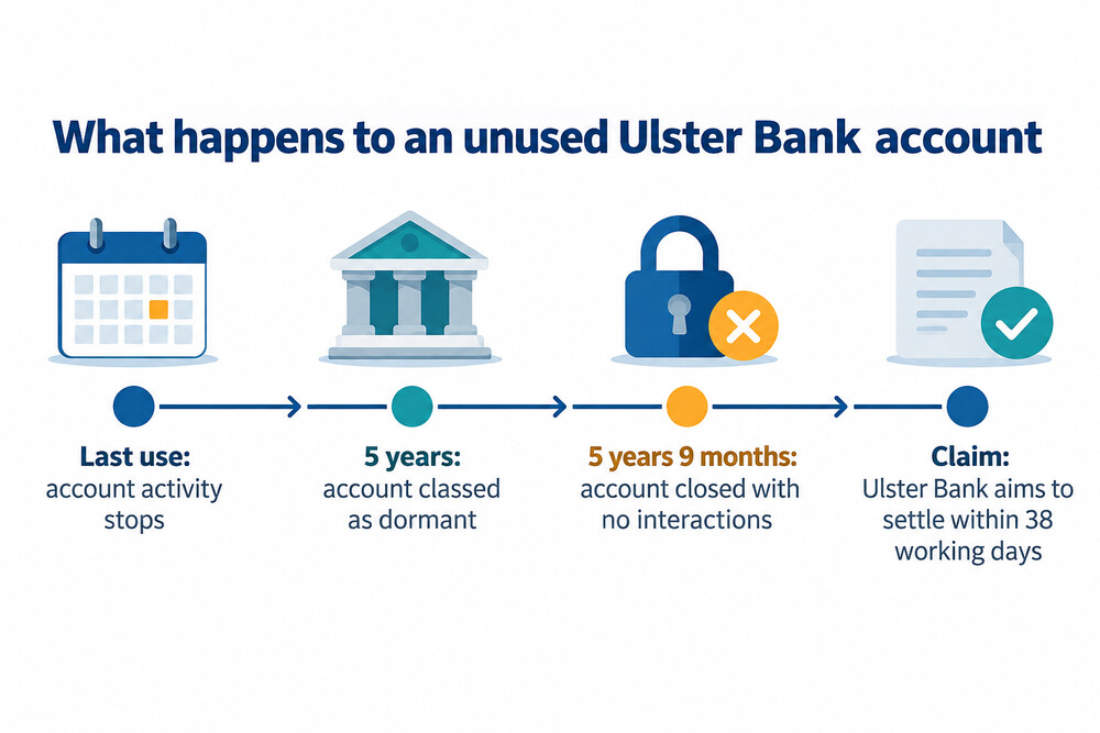 Timeline from last use of an account to dormancy, closure and a claim