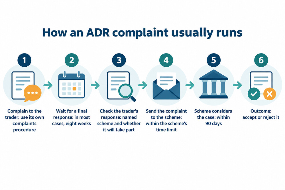 The main stages of an ADR complaint from first complaint to decision