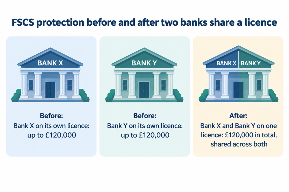 How the FSCS limit changes when two banks merge onto one banking licence