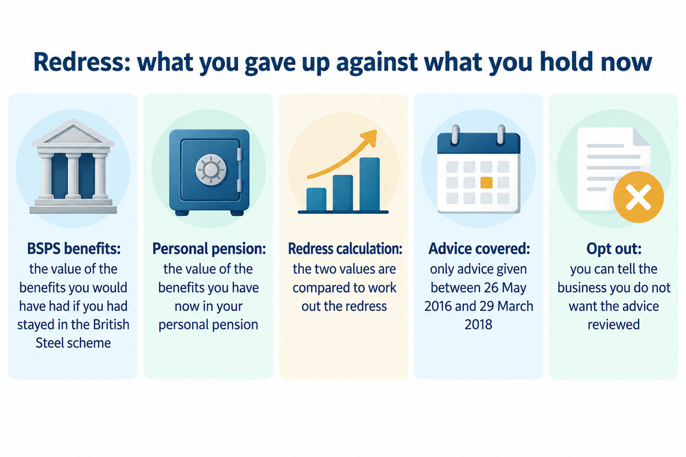 A simple comparison showing the value of BSPS benefits against the value of a personal pension