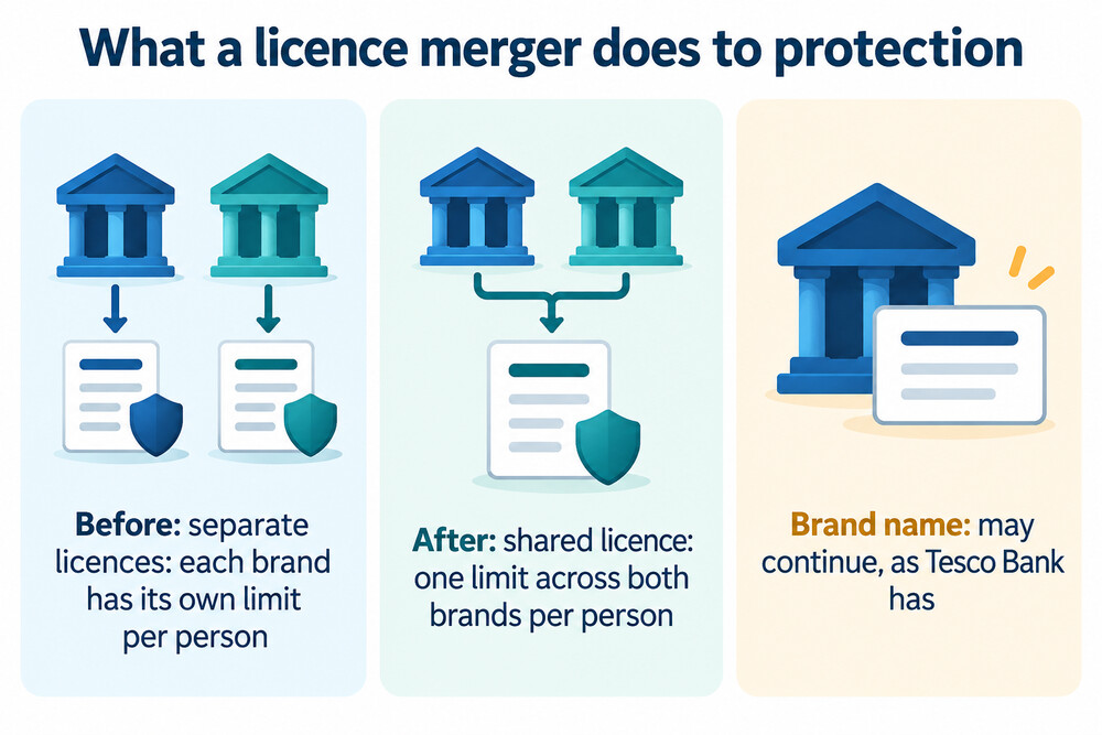 A diagram showing that when a brand moves onto a buyer's licence, two separate limits become one