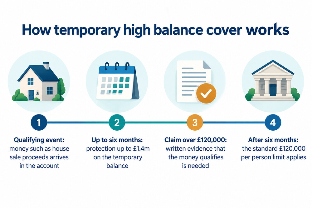 A timeline showing house sale proceeds protected above £120,000 for six months