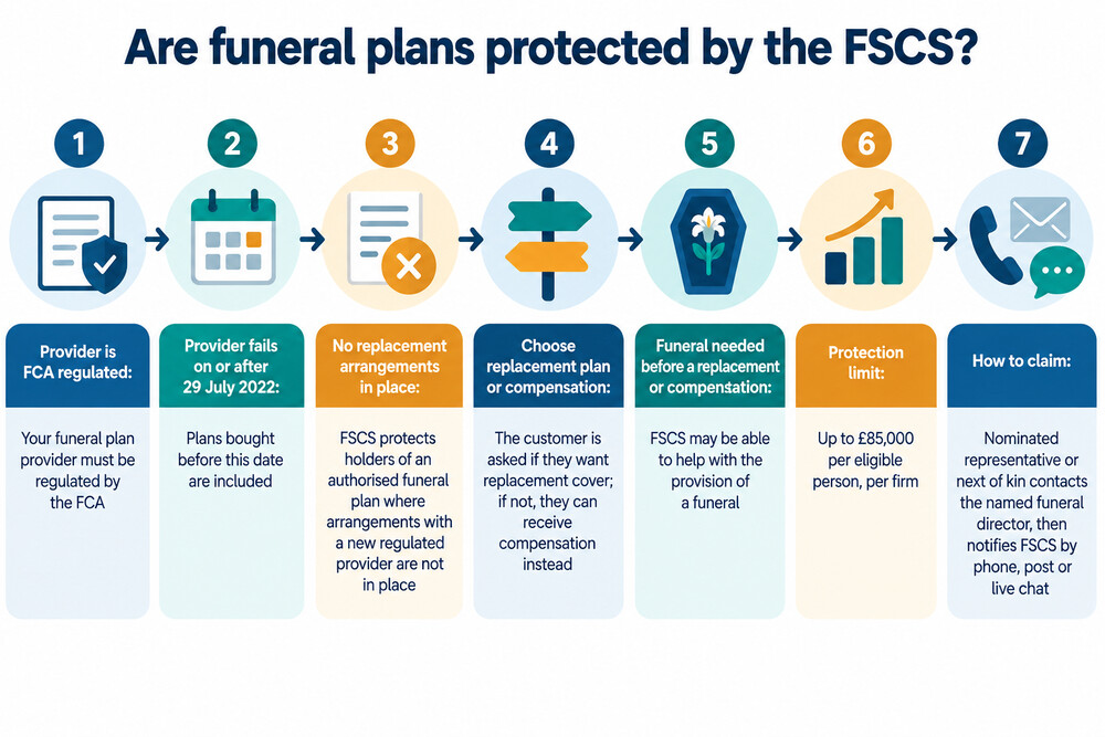 A one-page FSCS leaflet explaining which funeral plan customers are protected