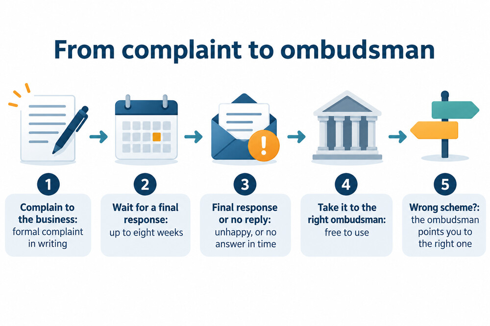 How a complaint moves from the business to the ombudsman
