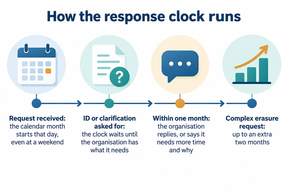 How the one-month clock for a data request runs, pauses and can be extended