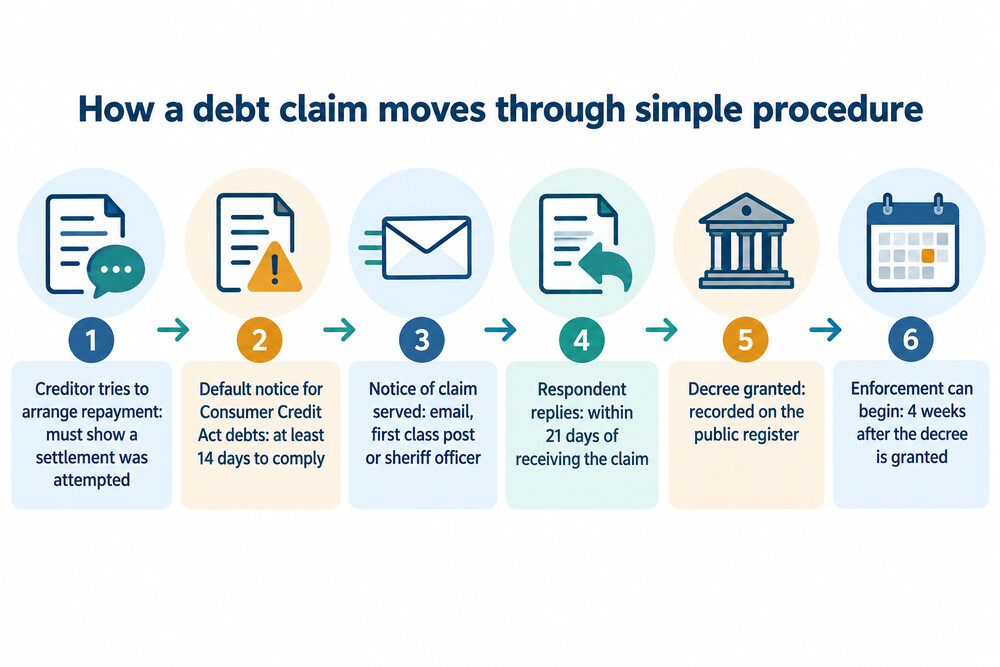 How a creditor's claim moves from arrears to enforcement under simple procedure
