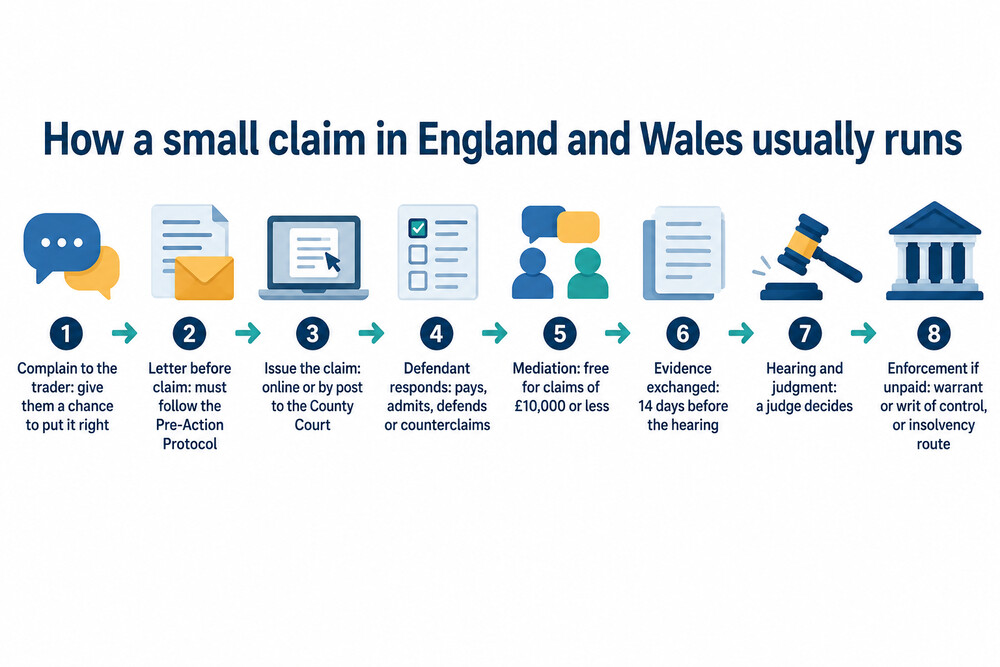 How a small claim moves from letter before claim to judgment