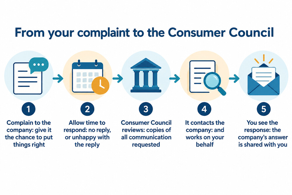 How a complaint moves from the company to the Consumer Council