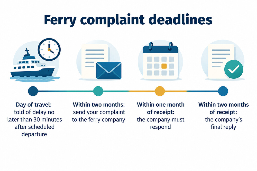 Ferry complaint deadlines from the day of disruption
