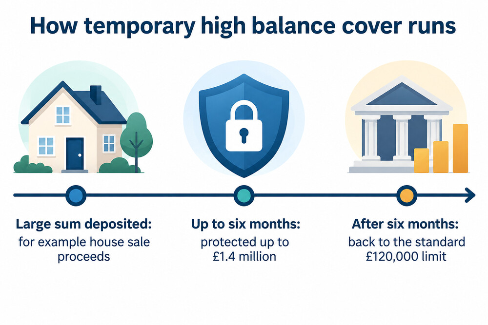 How temporary high balance protection runs from the date a large sum is deposited