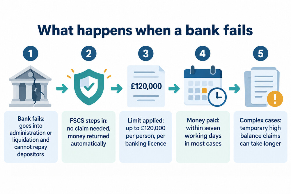 How money is returned when a bank fails, from failure to payment
