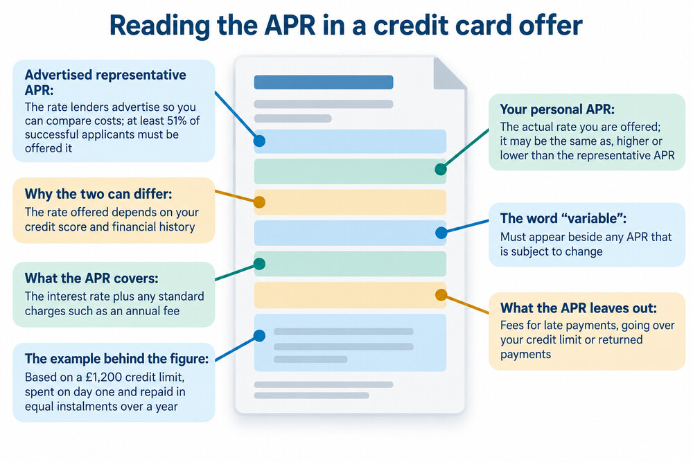 A credit card offer screen showing a personal APR that differs from the advertised representative rate