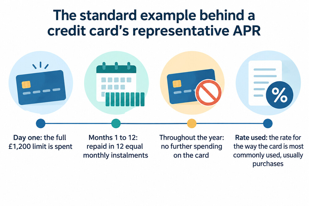 How the representative APR assumes a credit card is used over a year