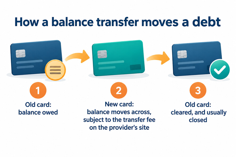 How a balance transfer moves a debt from one card to another
