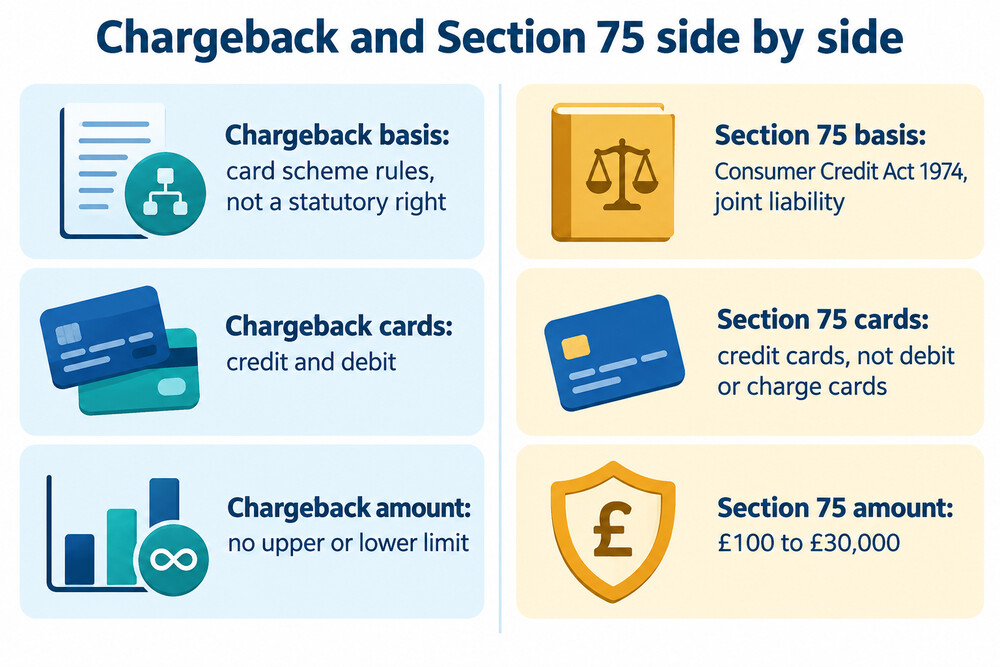 A side-by-side comparison of chargeback and Section 75