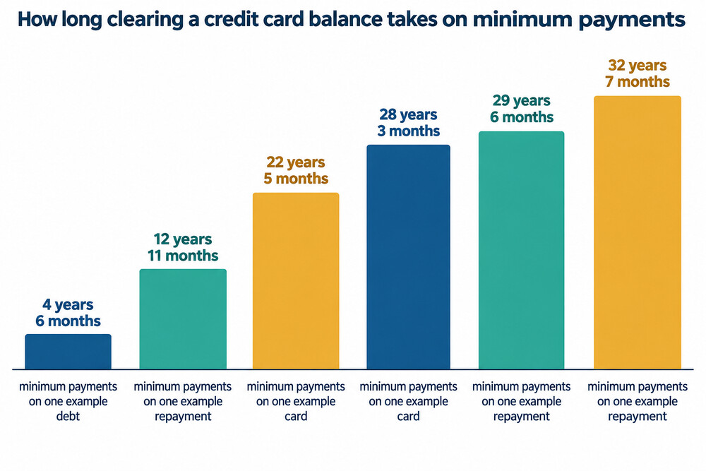 A credit card statement showing the minimum payment due and the payment date