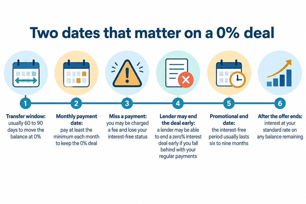A calendar with a card payment due date and a promotional end date marked