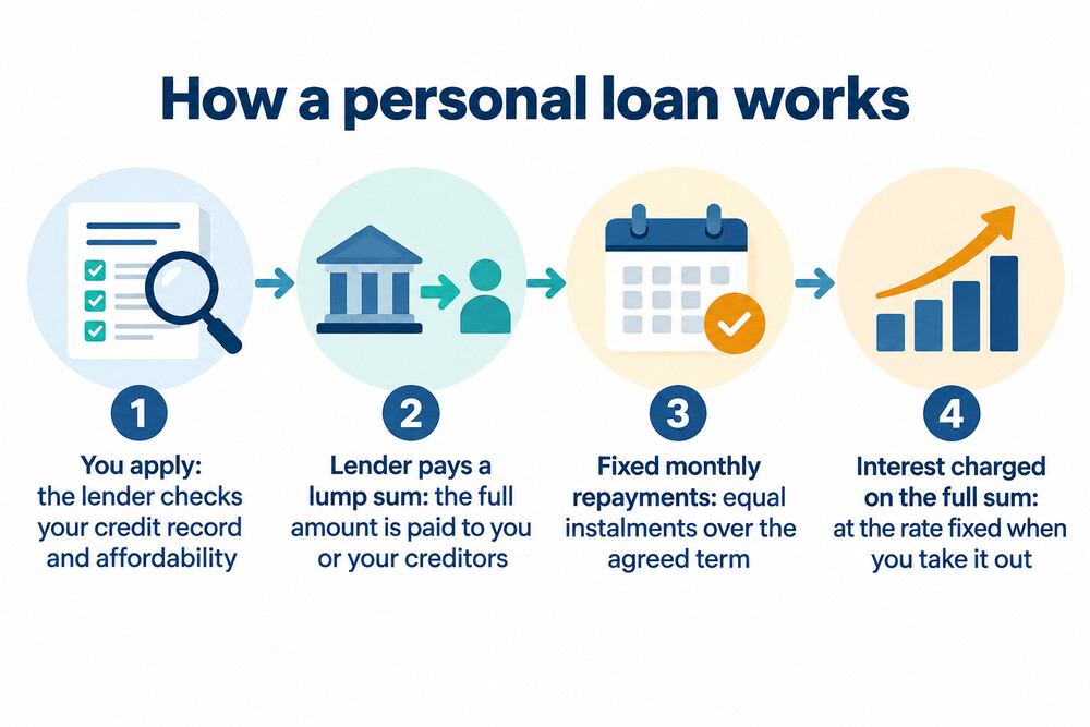 How a personal loan pays a lump sum and is repaid in fixed instalments