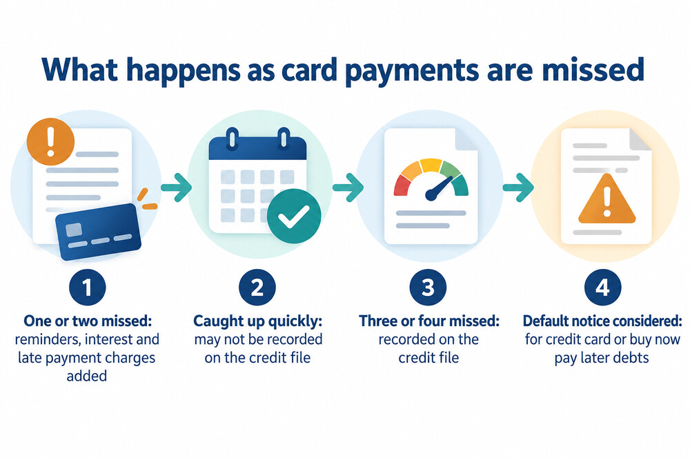 How missed payments escalate on a credit or store card
