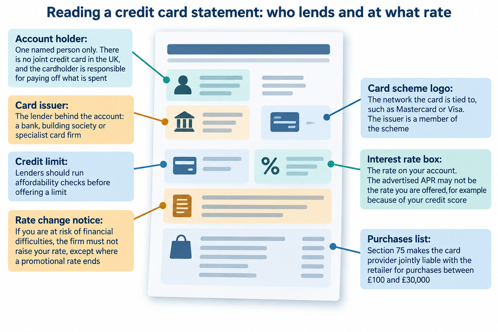 Photo of a credit card statement showing the interest rate and balance box that cardholders can check
