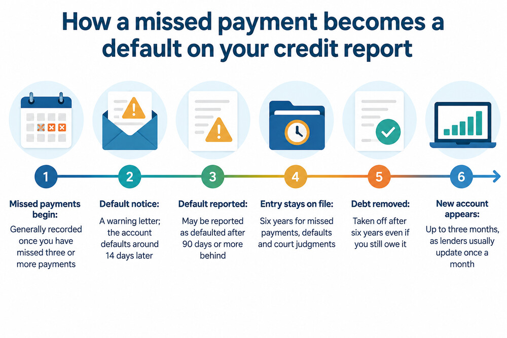 A phone screen showing a credit report with each account listed and a status marker beside it