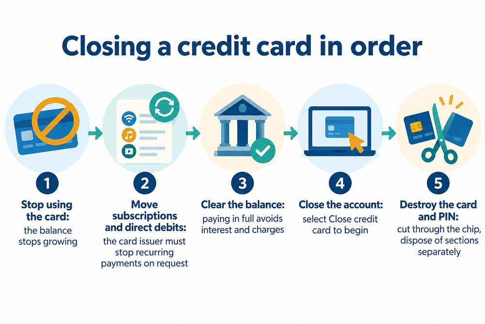 The steps to close a credit card, from clearing the balance to destroying the card