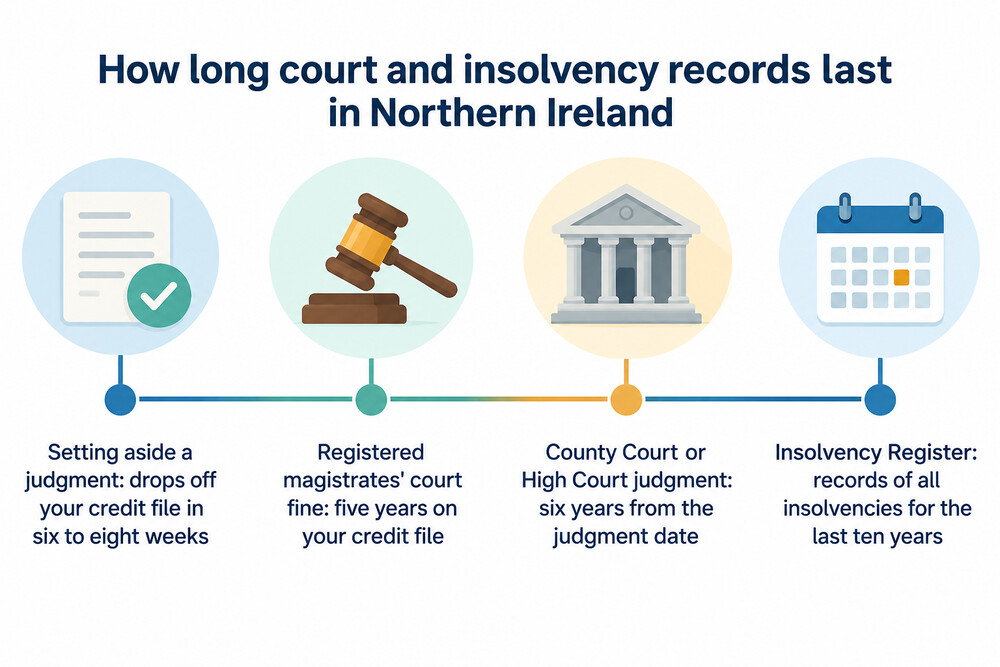 A timeline showing how long each type of record stays on file in Northern Ireland