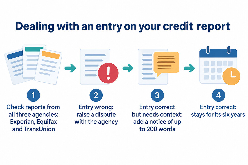 A diagram of the ways to deal with an entry on a credit report
