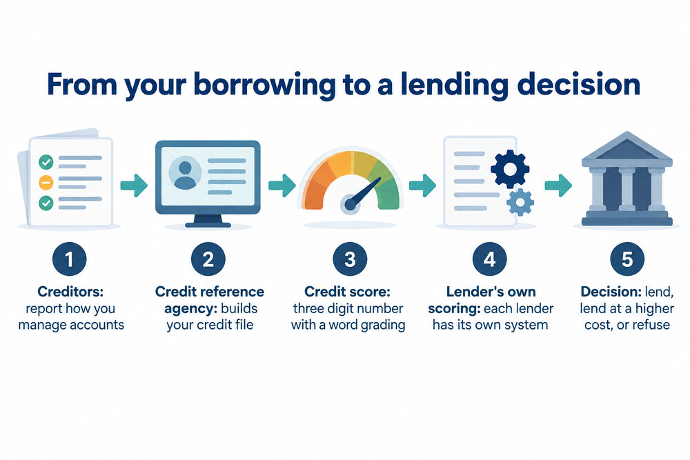 How information on your borrowing becomes a credit score and a lending decision