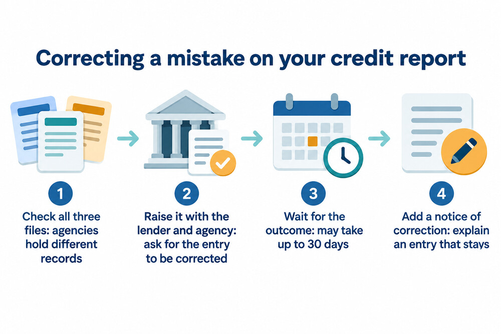 What happens after you spot an error on your credit report, in order