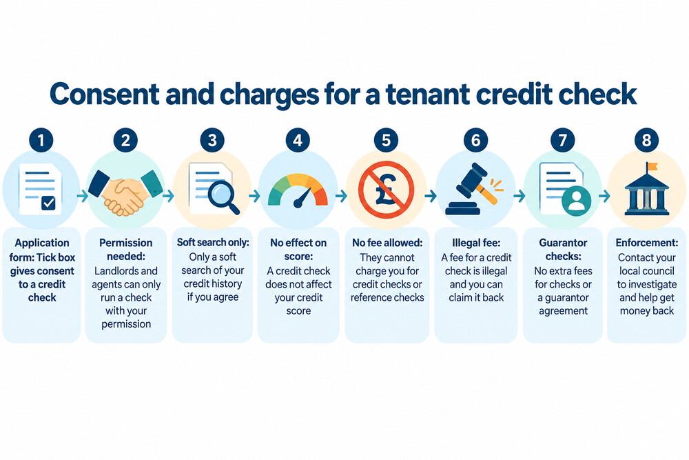 A rental application form showing a tick box for consent to a credit check
