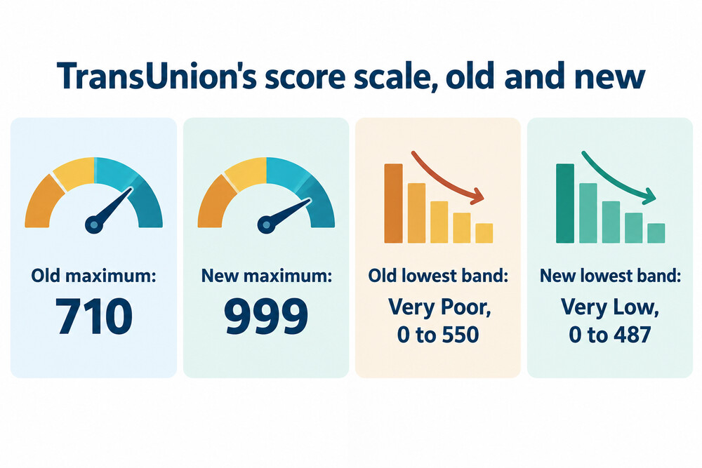 TransUnion's score scale before and after the change