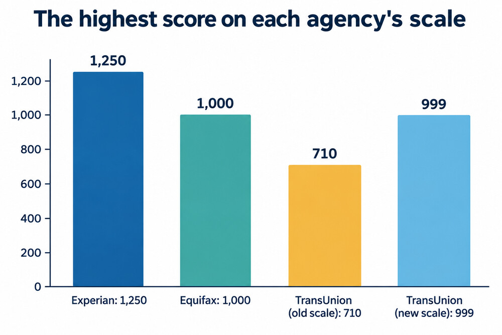 A comparison of the top of each agency's score scale