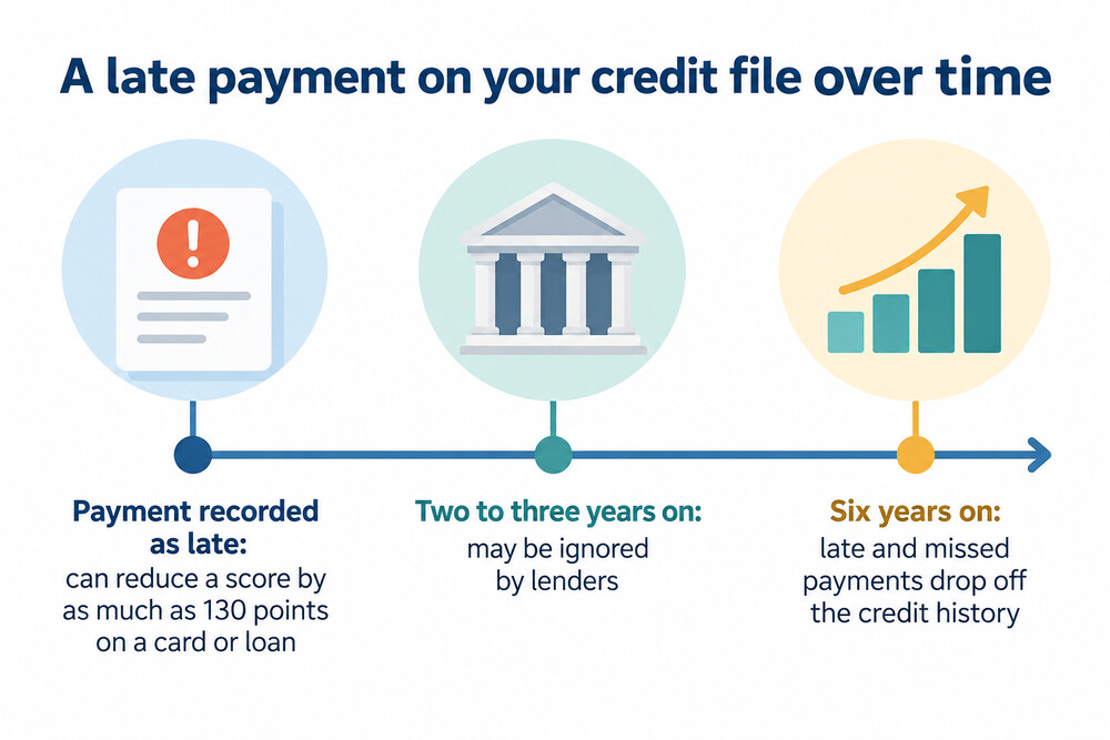Timeline of what happens to a late payment on a credit file