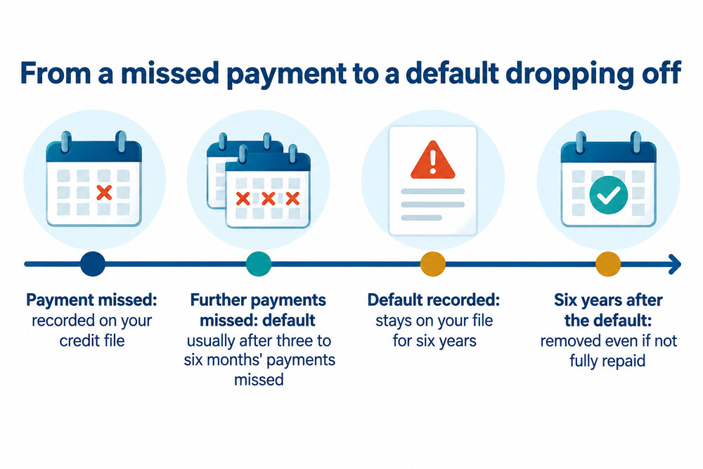 How a missed payment can turn into a default and then drop off the file