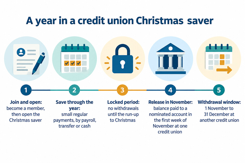A year of Christmas saving, from opening the account to the November payout
