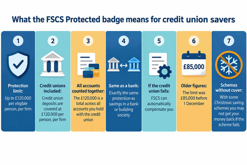 The FSCS Protected badge shown on a credit union's website