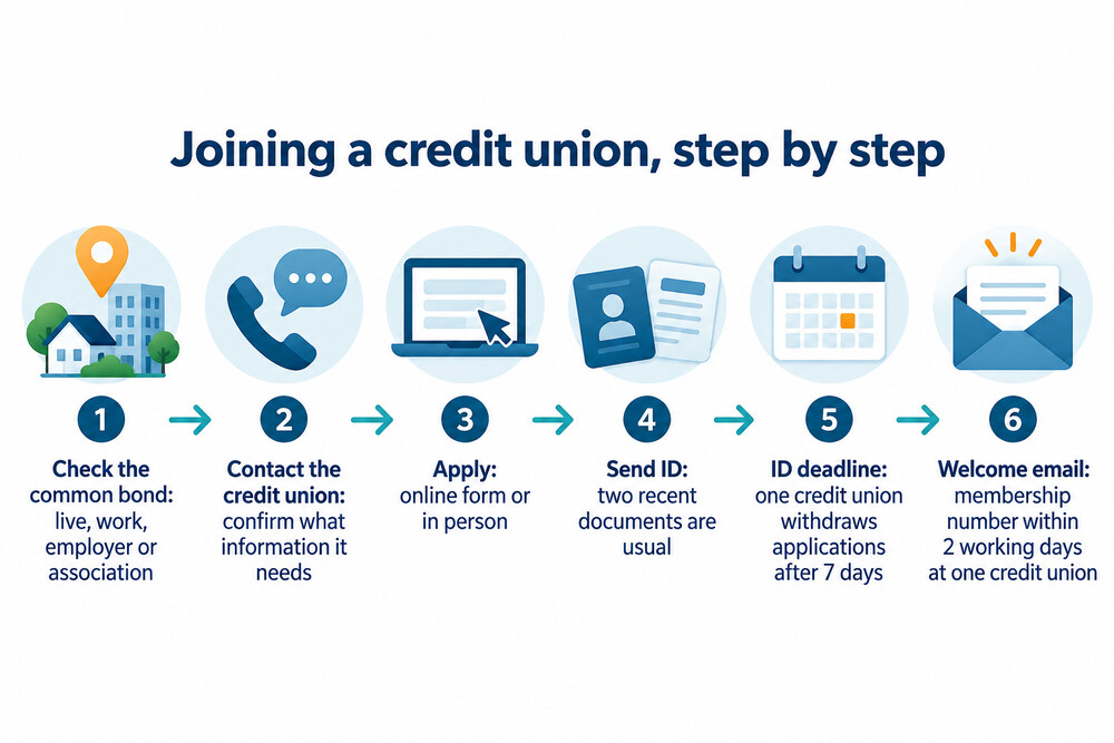 The steps to join a credit union, from checking the common bond to receiving a membership number