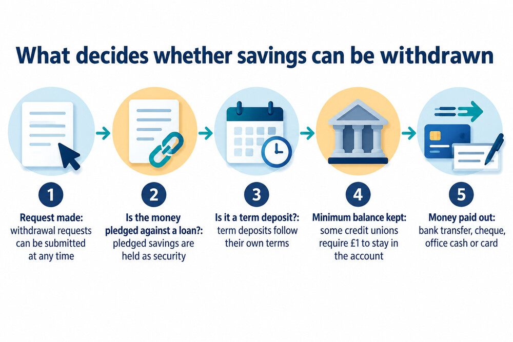 A diagram of what decides whether a credit union withdrawal can go ahead