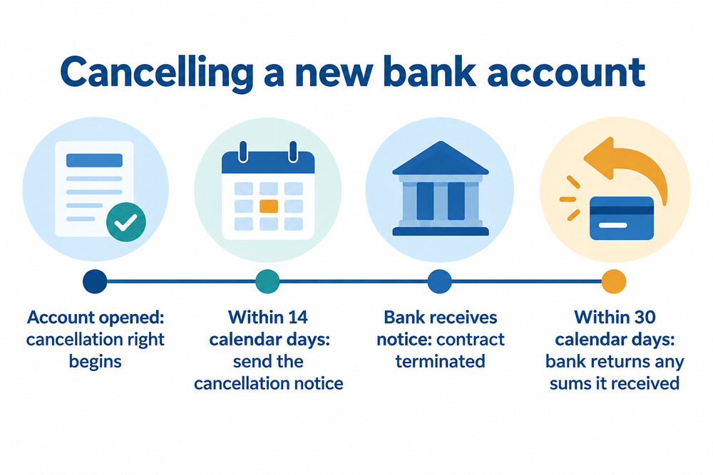 Timeline of the 14-day cancellation period and the 30-day refund deadline