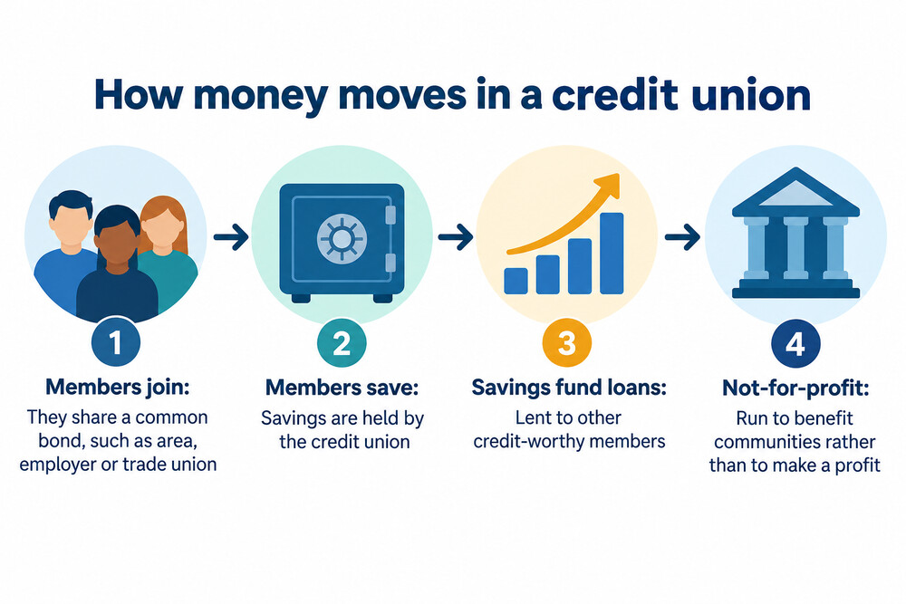 How money moves through a credit union from savers to borrowers