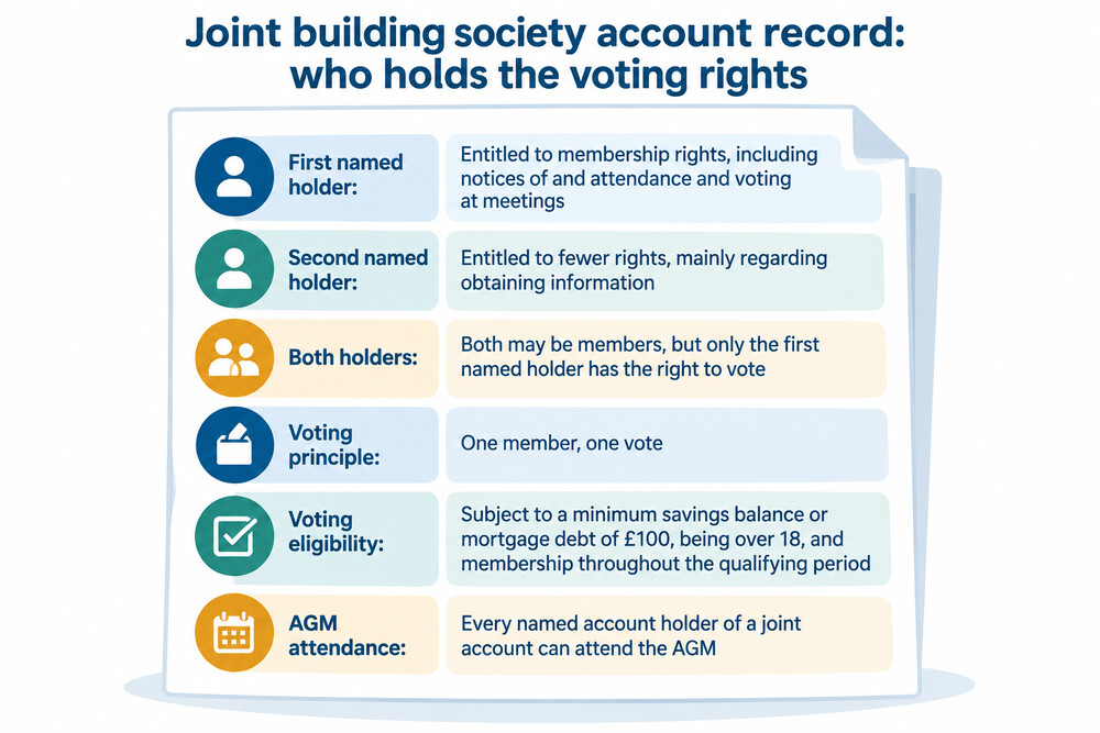 A joint building society account statement showing two names, with the first named holder highlighted