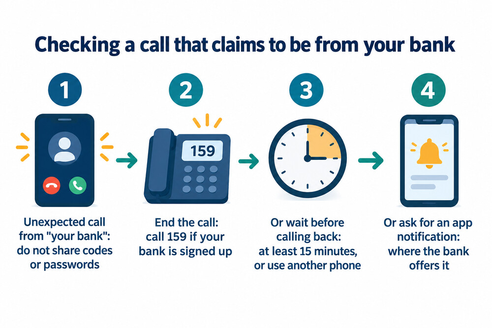 Steps for checking whether a call from your bank is genuine