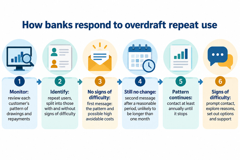 How a bank responds to overdraft repeat use for each group of customer