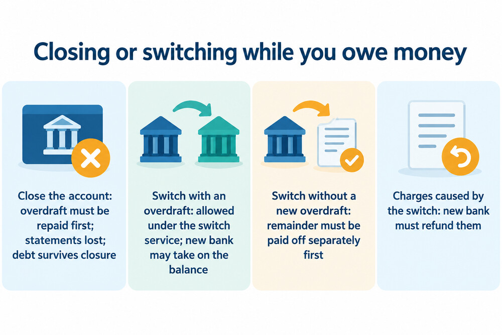 The choice between closing an account and switching it while overdrawn
