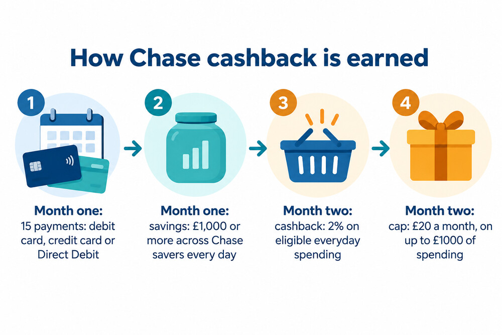 How Chase cashback is earned from one month to the next