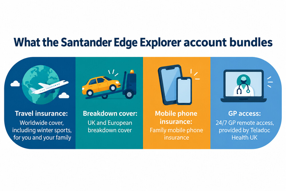 A summary card showing the four benefits bundled with the account